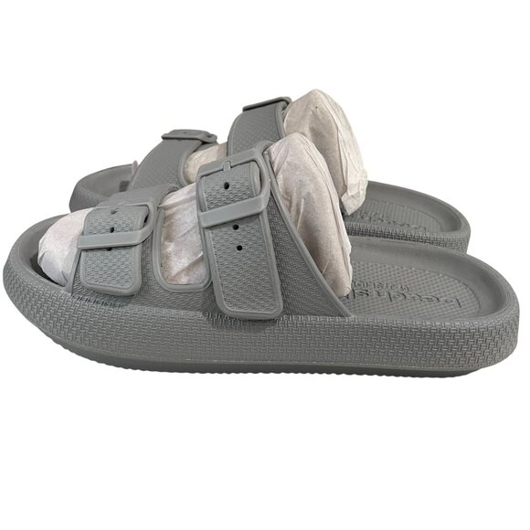 Beach Slides By JSlides Grey EVA Double Buckle Sandals Women 7M Summer Coastal - Picture 7 of 13